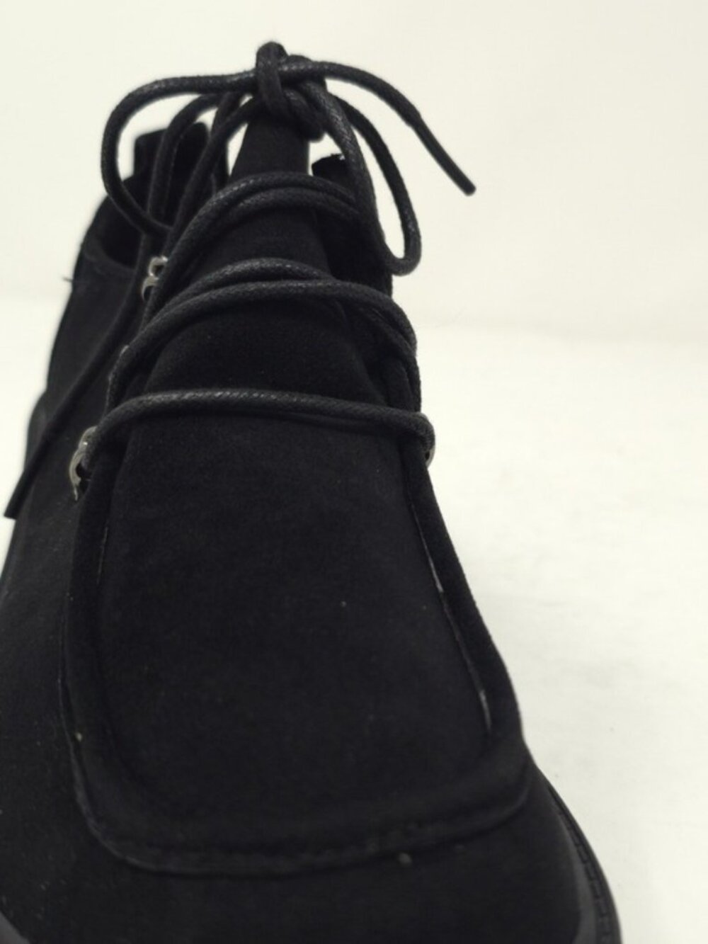 Black Faux Suede Chunky Platform Oxford Casual Lace Up Lug Sole - Picture 7 of 12